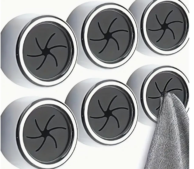 Space-Saving Circular Wall-Mounted Towel Holder - Silver with Black Accents
