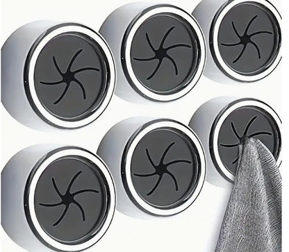 Space-Saving Circular Wall-Mounted Towel Holder - Silver with Black Accents