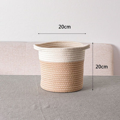 Eco-Friendly Cylindrical Storage Baskets Set - Beige & White