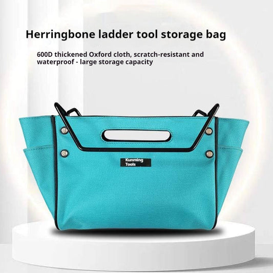 Durable Waterproof Herringbone Ladder Tool Storage Bag in Blue