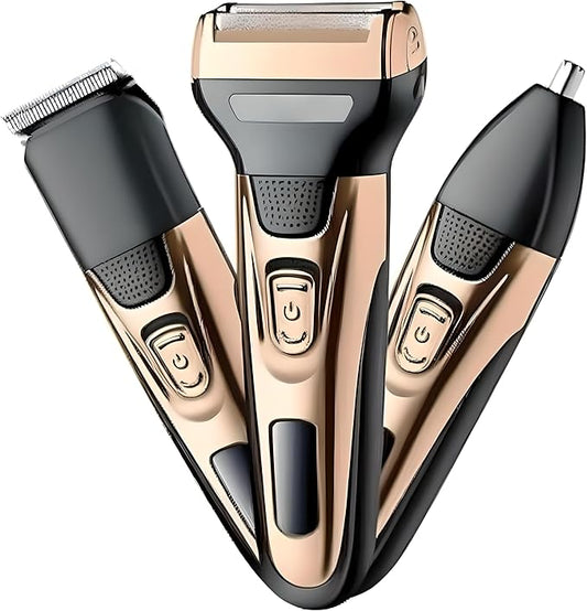 Fitto Nose Hair Trimmer, 3 In 1 Grooming Kit, Multifunctional, Double Blade, Electric Shaver