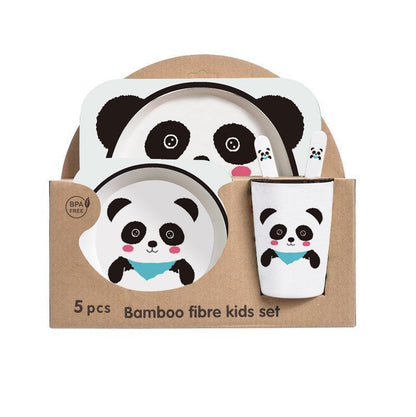 Bamboo Fibre Kids Dinnerware Set - Eco-Friendly Crocodile Design