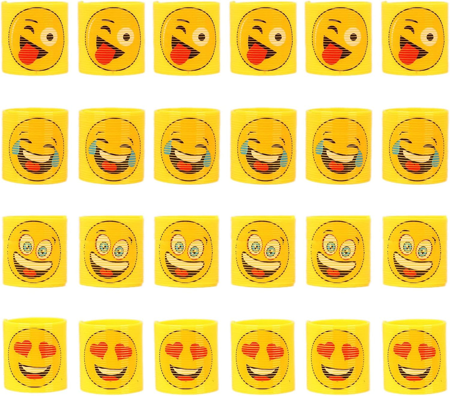 Fitto Mini Slinky Emoji Silly Faces Springs Toy – 24 Pack, Fun Party Bag Filler, Ideal for Kids' Birthday Party, Stocking Stuffer, Classroom Rewards, and Carnival Prizes