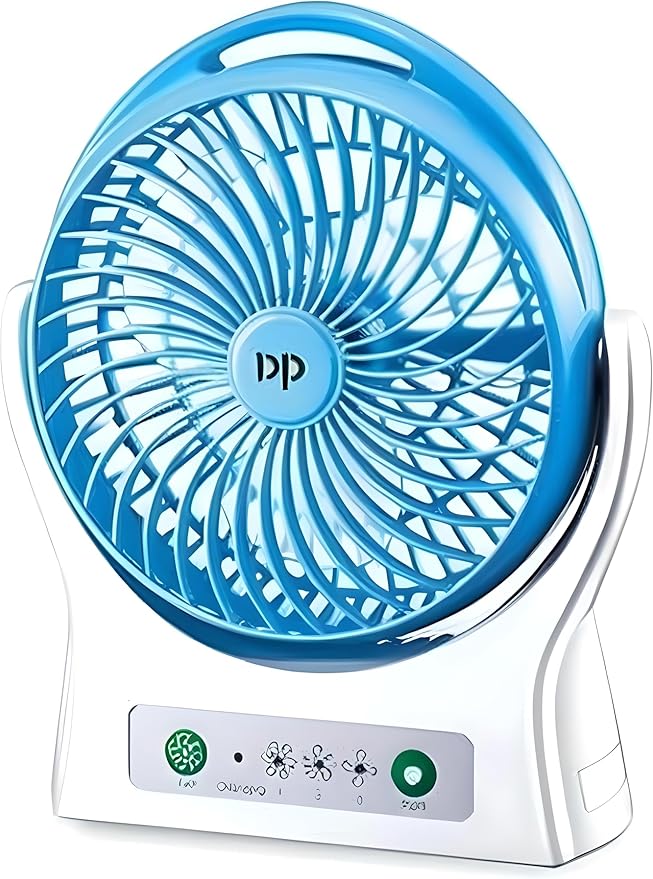 Fitto Battery Operated Clip on Stroller Fan, Portable Mini Desk Fan, Rechargeable, Blue