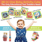 60 Pieces Interactive Toddler Cube Toys with Music (Lights – Shape Sorting – Gears – and Noise Makers - Motor Skills Development Toy for Kids)