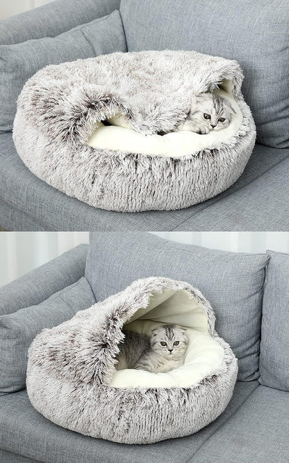 Long Plush Pet Bed - Gray - 50cm