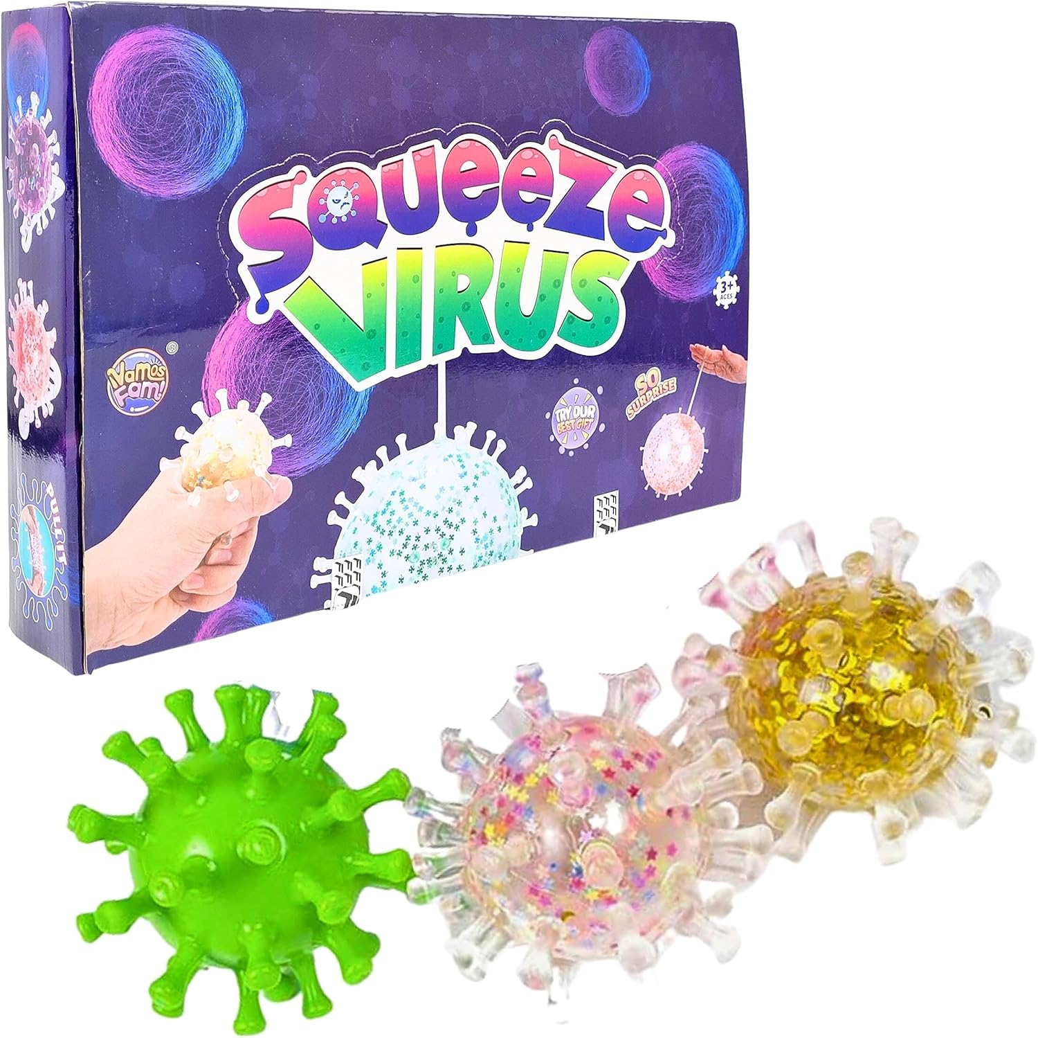 72 Pieces Inflatable Squeeze Toy Bals with Sprinkles Random Colors (Pack Of 3)