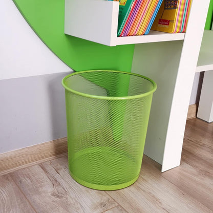 Round Paper Bin Green 23.5x19x26cm for Office & Home Waste Disposal
