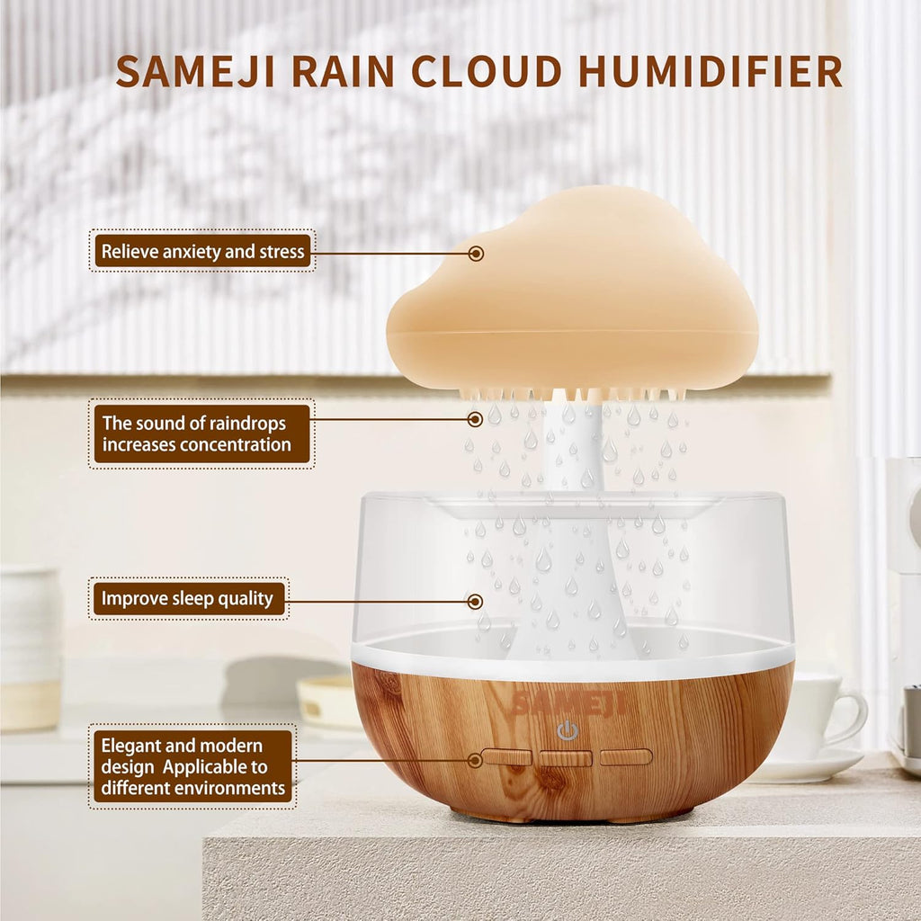 72 Pieces Snuggling Cloud Rain Diffusers (Snuggle Cloud – Raindrop Humidifier – Mushroom Waterfall Lamp – Anxiety Stress Relief – Mushroom Lamp – Improves Sleep Focus – Relaxing Sound)