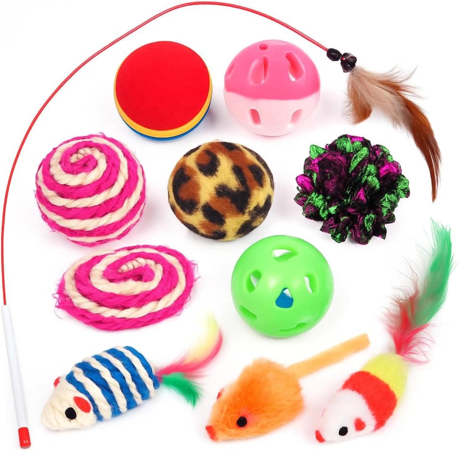 120 Pieces Cat Toys (Assorted Colors – Multi-Color Interactive Play pack of 2)