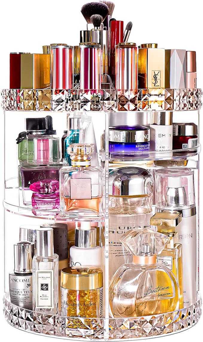 Fitto Rotating Makeup Organizer, Large Perfume Cosmetics Organizer, Beauty Organizer, Clear, 7 Layers, Detachable Shelves, for Bedroom Dresser or Vanity Countertop