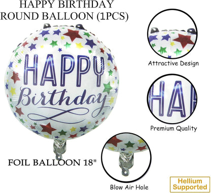 18 Happy Birthday foil balloon with Stars for birthday Celebration, Party Decoration for Home & UAE Events