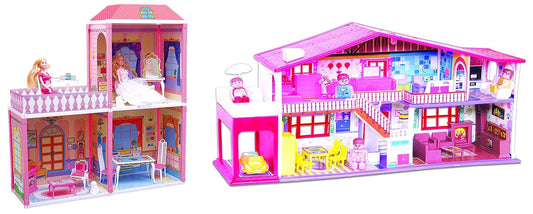 Fitto Plastic My Pretty Doll House Play Set for Girls (110 Pcs) Multicolor & Toyzone Dollhouse Set (50 Pcs) – Fun Pretend Play & Building Set for Kids, Educational Toy for Girls Ages 3+