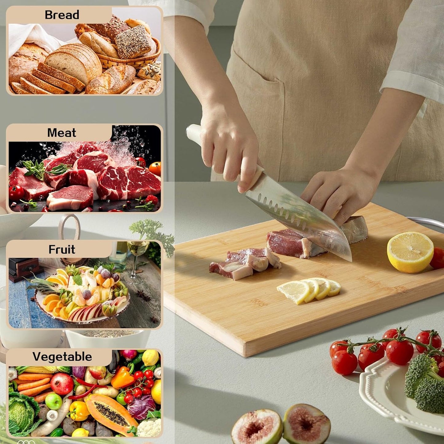 Wood Large Food Cutting Board, Durable Kitchen Chopping Surface