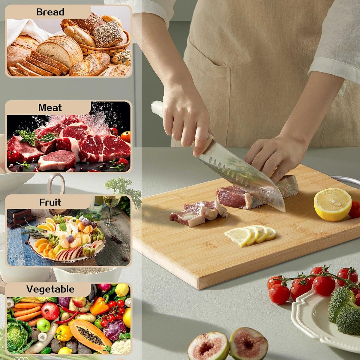 96 Pieces Wood Large Food Cutting Boards (Durable Kitchen Chopping Surface)