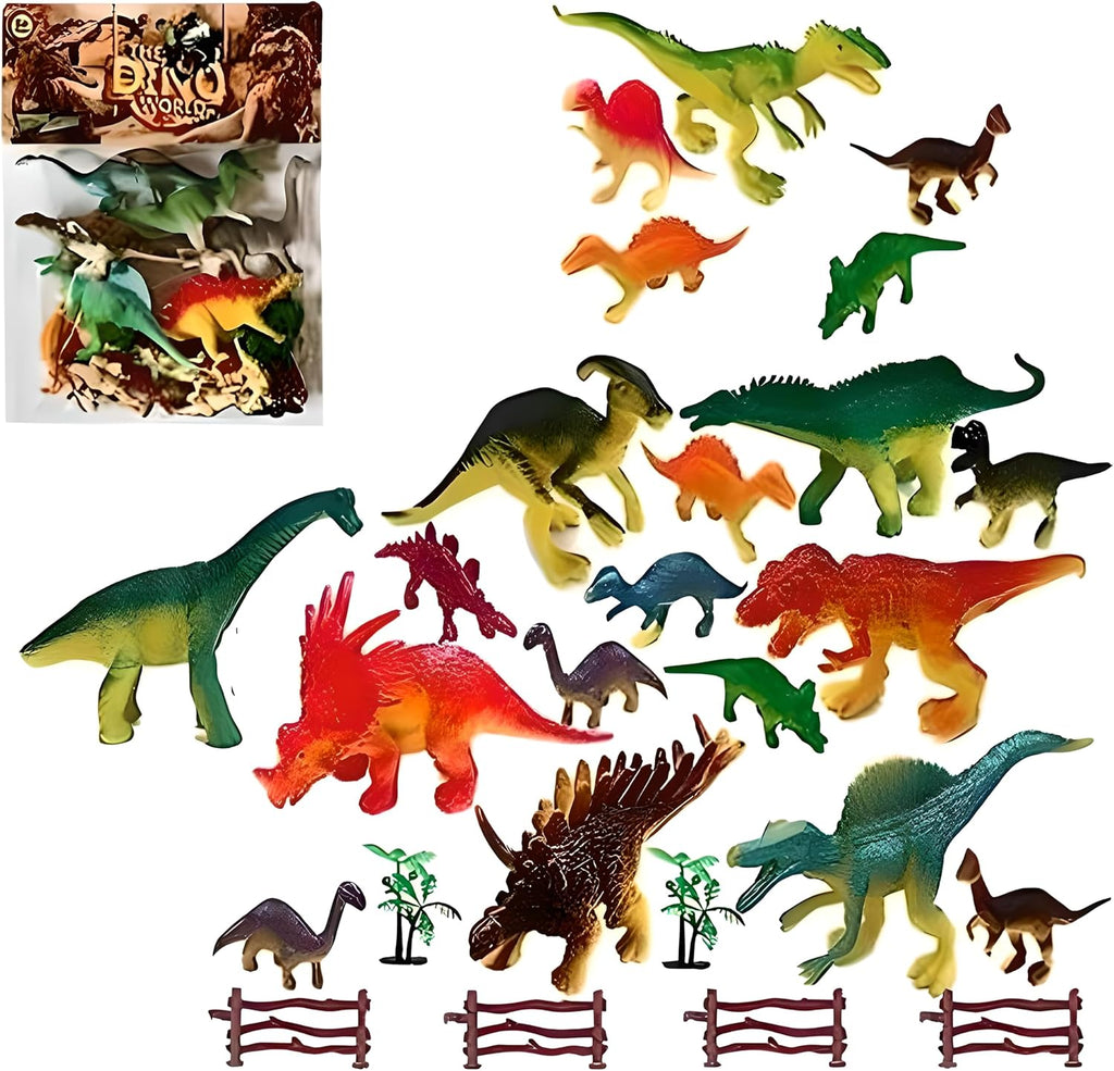 96 Pieces Premium Dinosaur Educational Plastic Toy Playset - Featuring T-Rexes (Triceratops – Velociraptor & More)