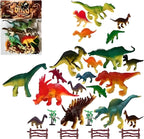96 Pieces Premium Dinosaur Educational Plastic Toy Playset - Featuring T-Rexes (Triceratops – Velociraptor & More)