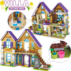 60 Pieces Girls and Friends House Building Block Set - Villa House & Cake Shop Building Blocks for Girls Ages 6-12 - Creative Construction Toys for Kids - Fun Educational Playset