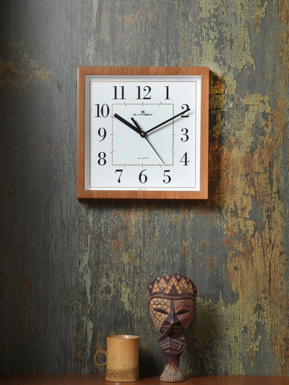 Elegant Rectangle Wall Clock with Wooden Finish Frame | Classic Design for Living Room, Bedroom, Kitchen, and Office | Silent Quartz Movement | Easy-to-Read Numbers | Perfect for Home Décor