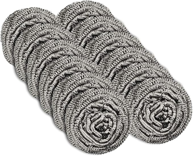 Fitto Stainless Steel Scrubber Set - 12 Pack Heavy-Duty Cleaning Pads for Kitchen, Pots, Pans, Grills, and More | Rust-Resistant & Durable Cleaning Solution