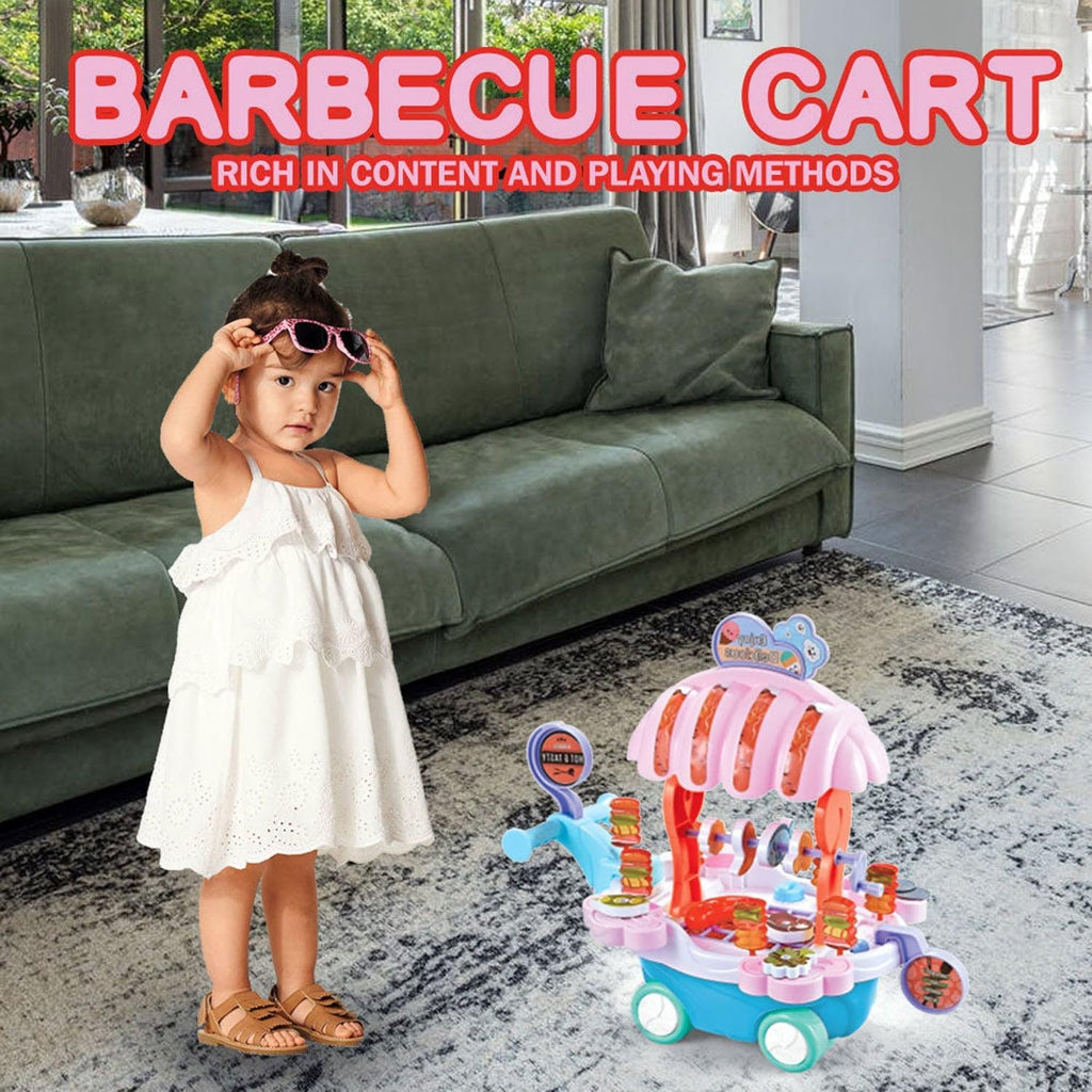 72 Pieces Kidwala Food Trucks for Kids (Barbecue Toy Cart Play Set – Pretend Play Toys for Girls – Educational BBQ Trolley With Music & Lighting – Red)