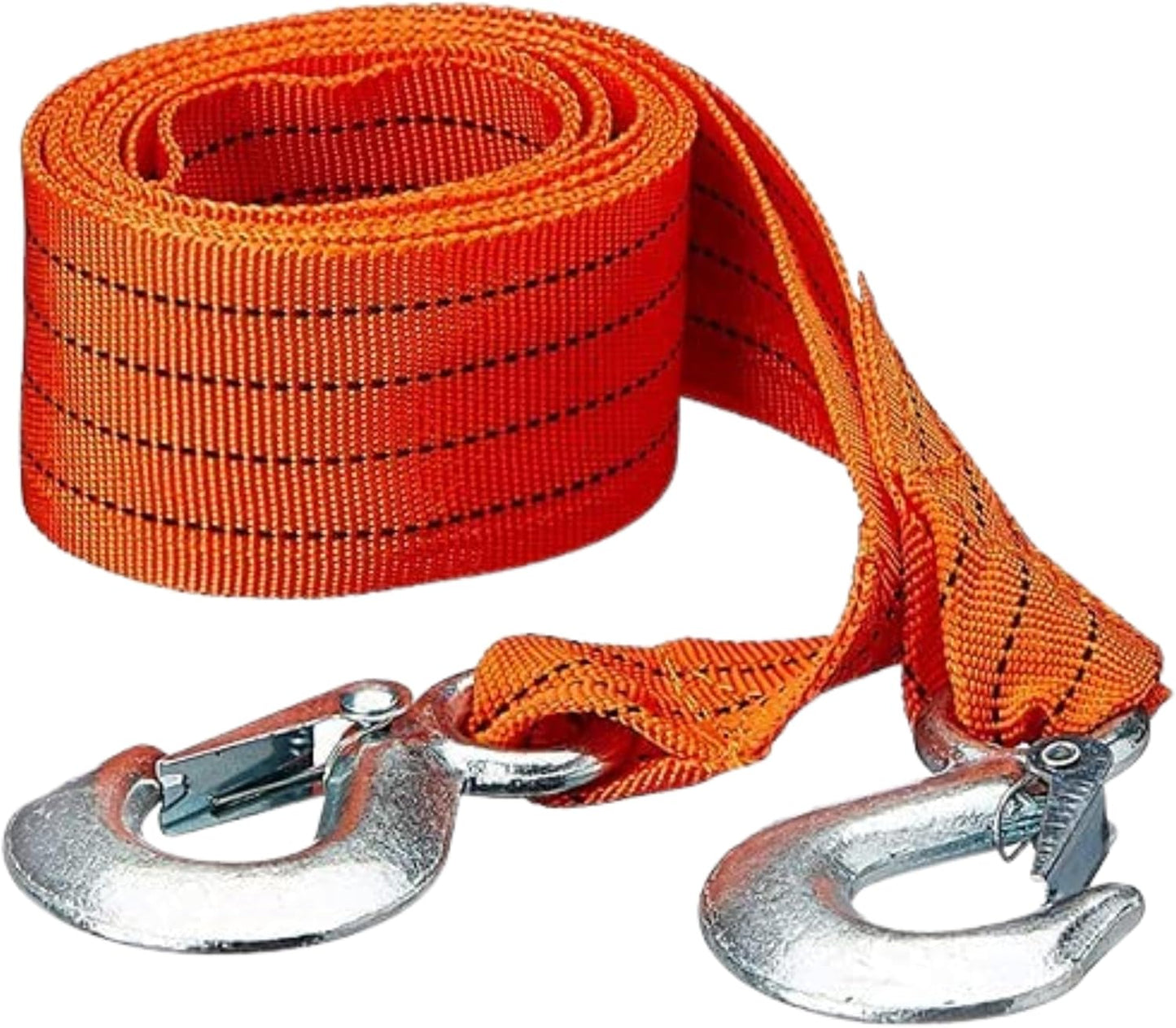 Heavy-Duty Car Towing Rope – 4 Meter Bright Orange Tow Strap with Metal Hooks