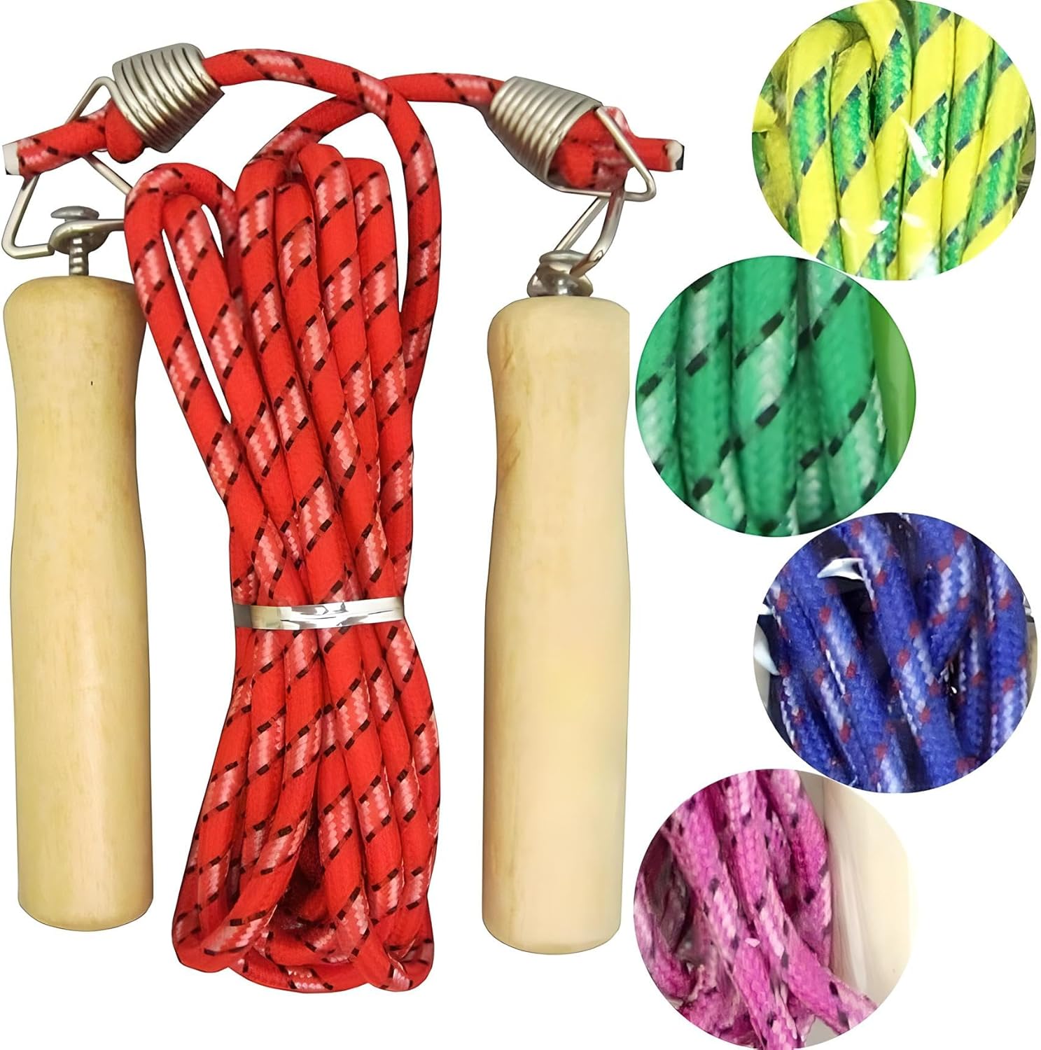 120 Pieces Wooden Handle Long Group Jump Ropes (Multi-Person – Fitness Equipment – For Students Adults)