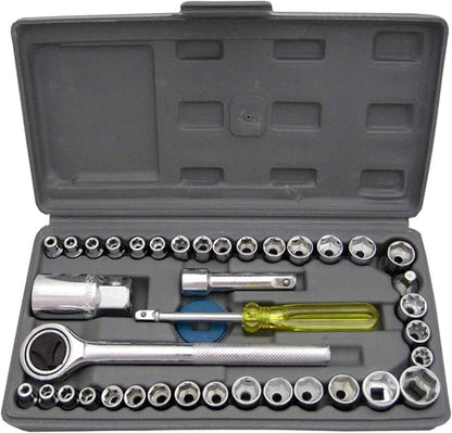 40-Piece Combination Socket Wrench Set with 1/4 and 3/8 Drive Sockets
