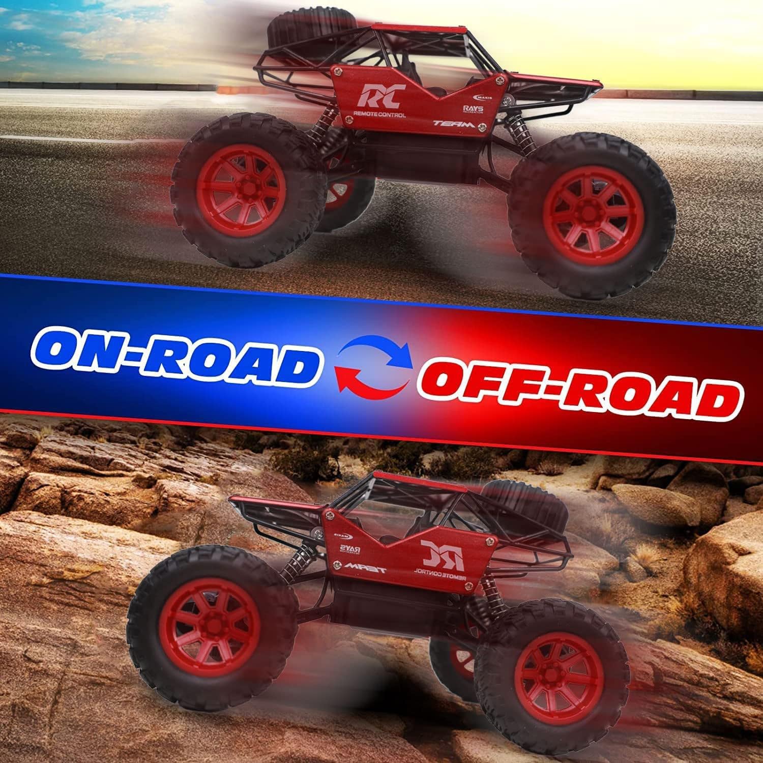 72 Pieces Remote Controls (2.4Ghz RC Truck 4Wd RC Monster Truck Powerful Rock Crawler Remote Control Car Off-Road Toys For Boys Red)