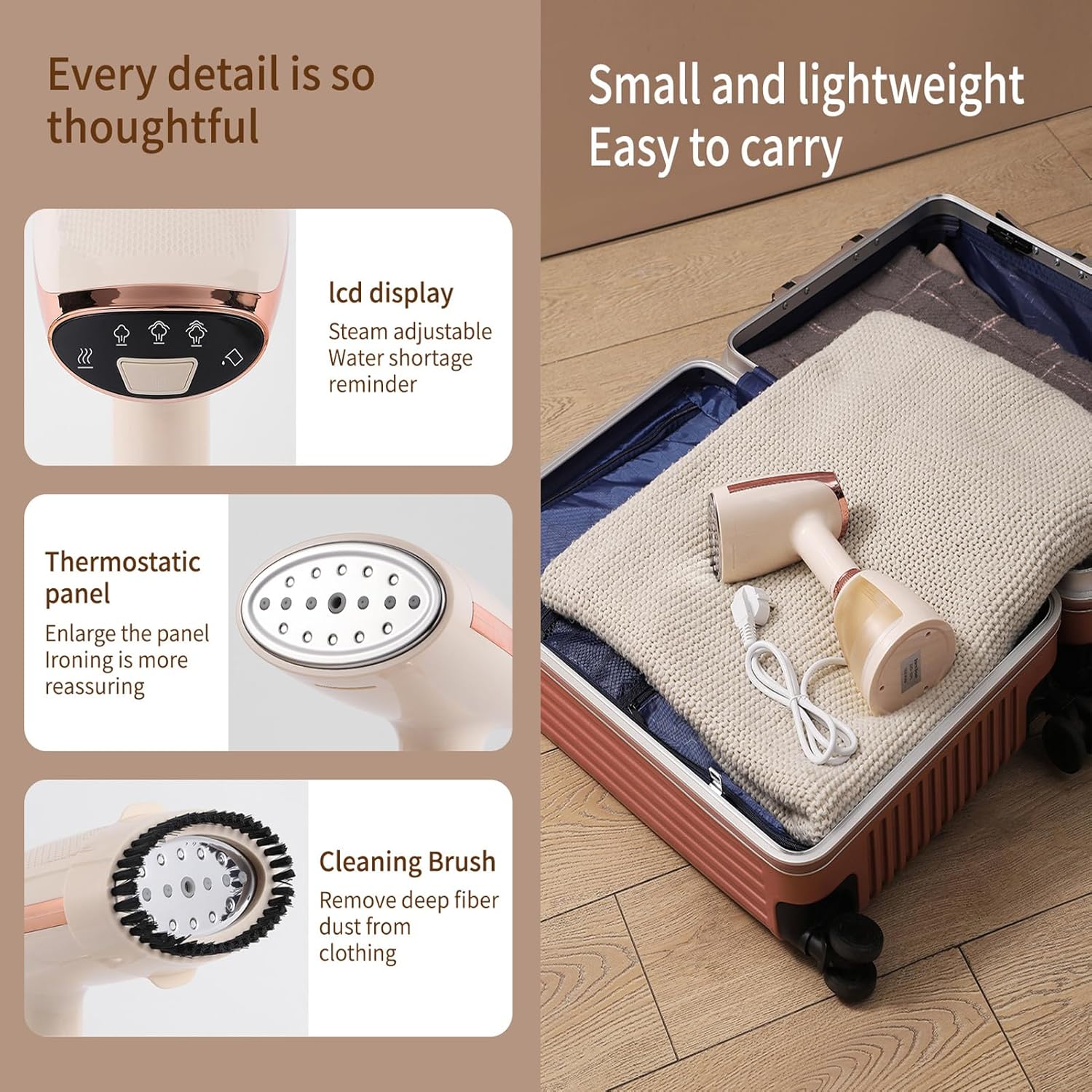 48 Pieces Professional Portable Steam Irons for Clothes (1500W - Fast Heating – Anti-Drip – Vertical Steaming – Ceramic Soleplate – Ideal for Home and Travel Use)