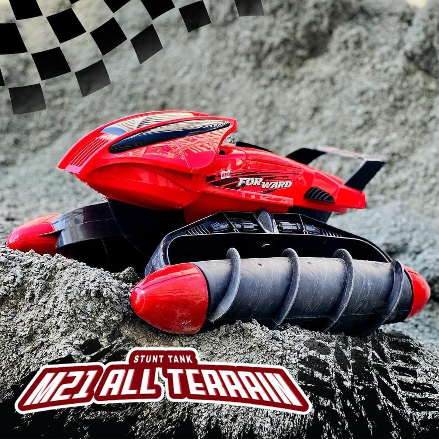 Remote Control Water and Amphibious Tank 1:10 with Unique Rotating Drill Tires Suitable For All Terrain