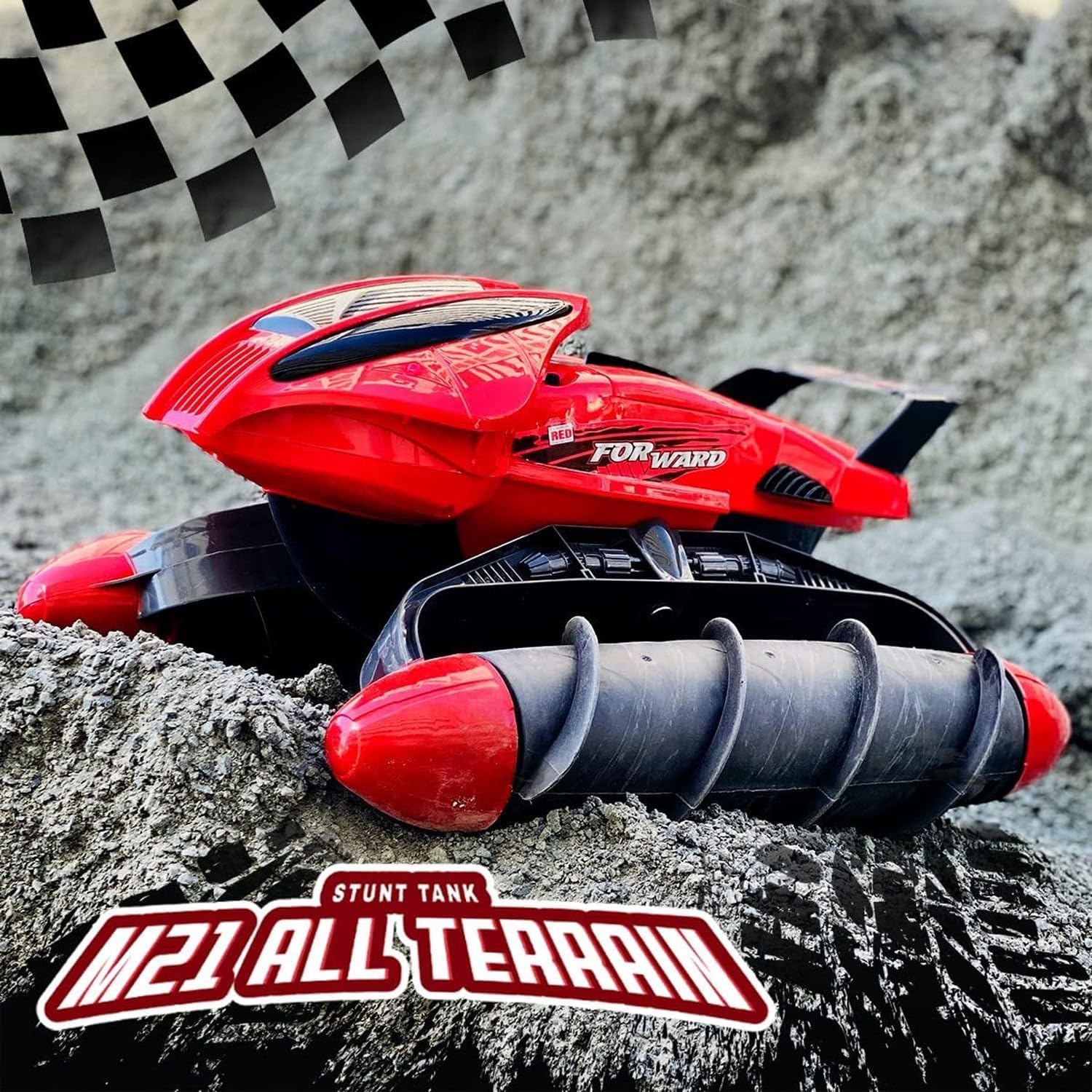 48 Pieces Remote Control Water and Amphibious Tank 1:10s with Unique Rotating Drill Tires Suitable For All Terrain