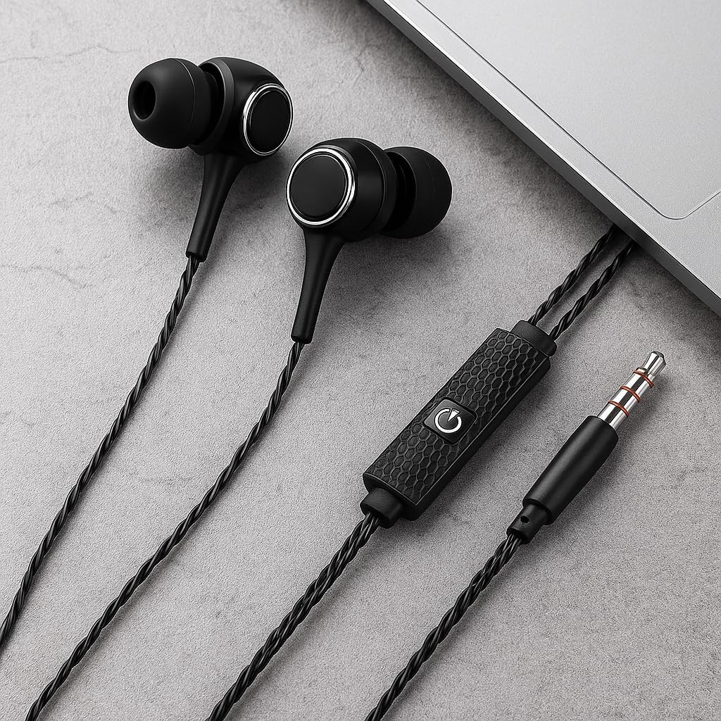 240 Pieces K28 Black Wired in-Earphone Stereophonic Sounds With Mic (Built-in Microphone – Bass – 3.5mm Jack – Suitable For All Mobile Phones – Android & Mac Mobiles – Ear Phone – Music)