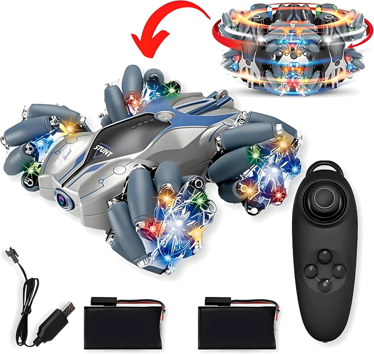 48 Pieces Rechargeable Remote Control Racing Stunt Cars with Joystick Controller - High-Speed Performance & 360° Spins