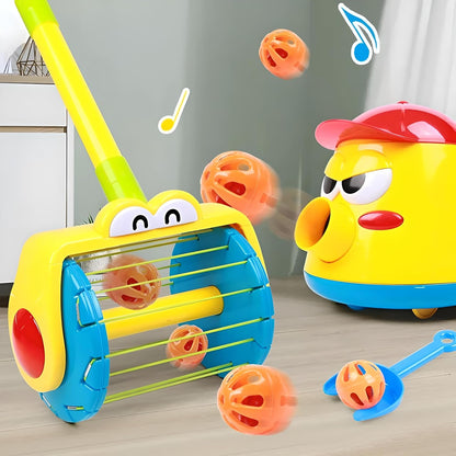 Toddler Angry Kettle Ball Launcher Toy with 5 Balls, Blue & Red Scopes, Light & Music Features