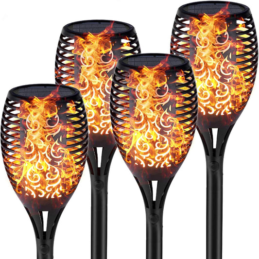 Fitto Solar Torch Lights – Waterproof Dancing Flames Torches, Outdoor Garden Lights for Yard, Patio, Pathway & Backyard, 4-Pack, Energy-Efficient LED Solar Lights for Lawn, Landscaping & Decor