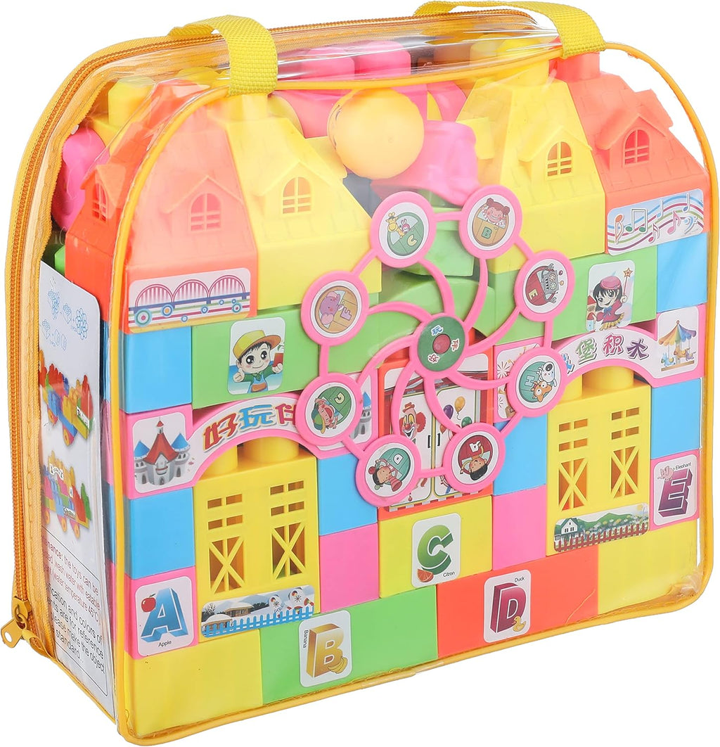 60 Pieces Plastic Building Blocks Castle Set of 68 Pieces for Kids (Educational and Creative Construction Toy for Boys and Girls – Ideal for STEM Learning – Motor Skill Development – and Fun Playtime)