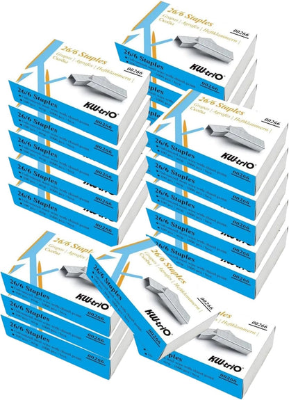 26/6 Stapler Pins, 1mm Thick, Durable & Reliable, 20 Packs Box – Heavy-Duty Office Supplies for Standard & Heavy Paperwork, High Capacity, Smooth Staples for 26/6, Ideal for Home & Office Use