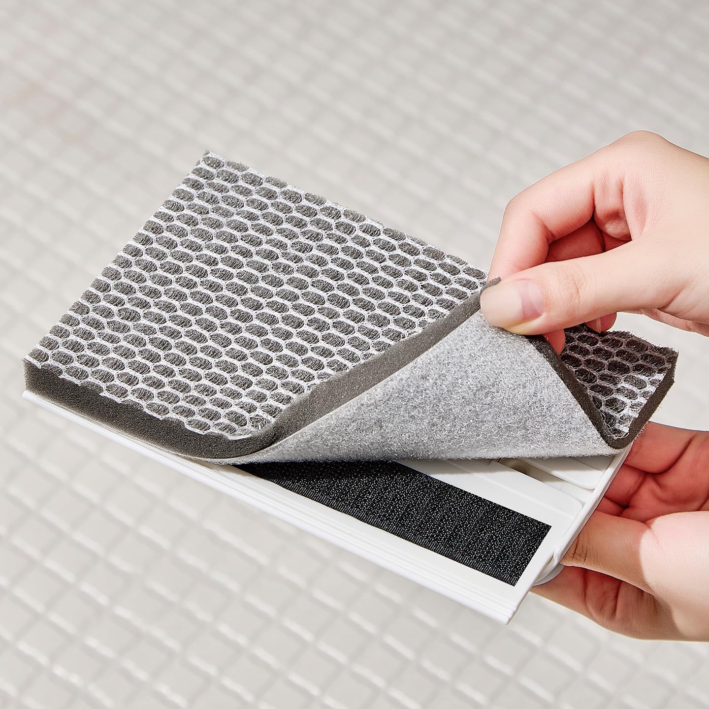 Handheld Crevice Cleaner, Scrubber for Laundry, Floor, Home. Foldable Crack Cleaning Brush – White