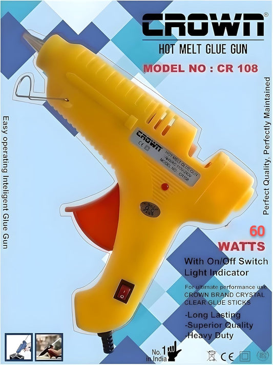 Professional Hot Melt Glue Gun, 60 Watt, for Crafting & DIY, Yellow