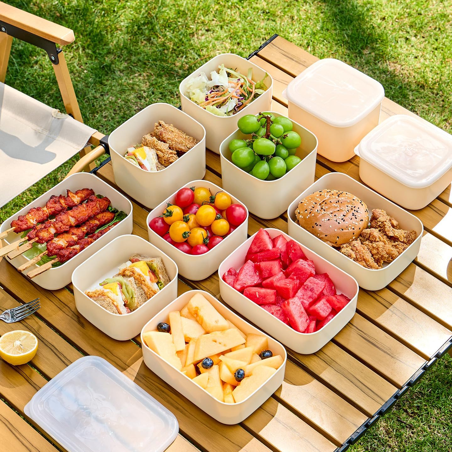 Picnic Food Storage Box – 900ML Capacity – Green – 4 Pack