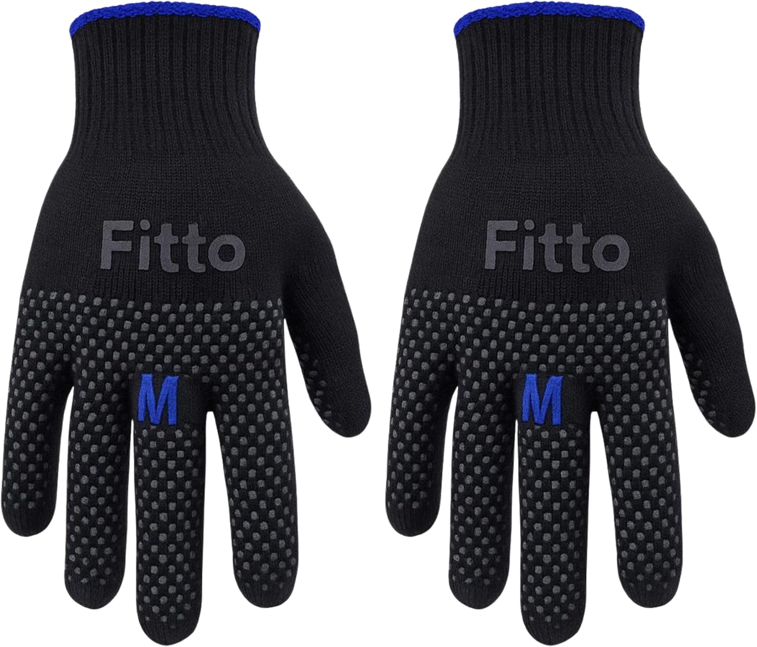 240 Pieces Black Gloves with Textured Grip and Blue Accent for Gardening and Work