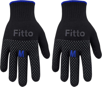 Black Gloves with Textured Grip and Blue Accent for Gardening and Work