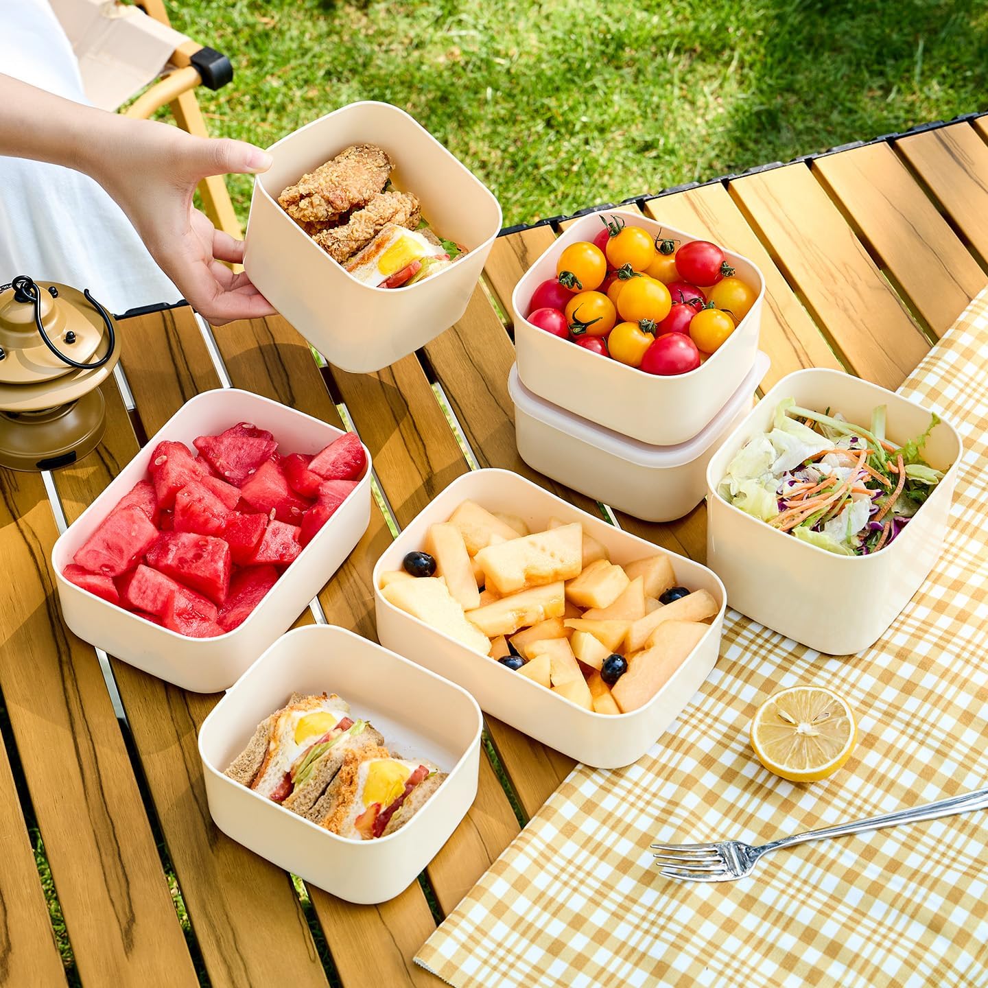 Picnic Food Storage Box – 900ML Capacity – Green – 4 Pack