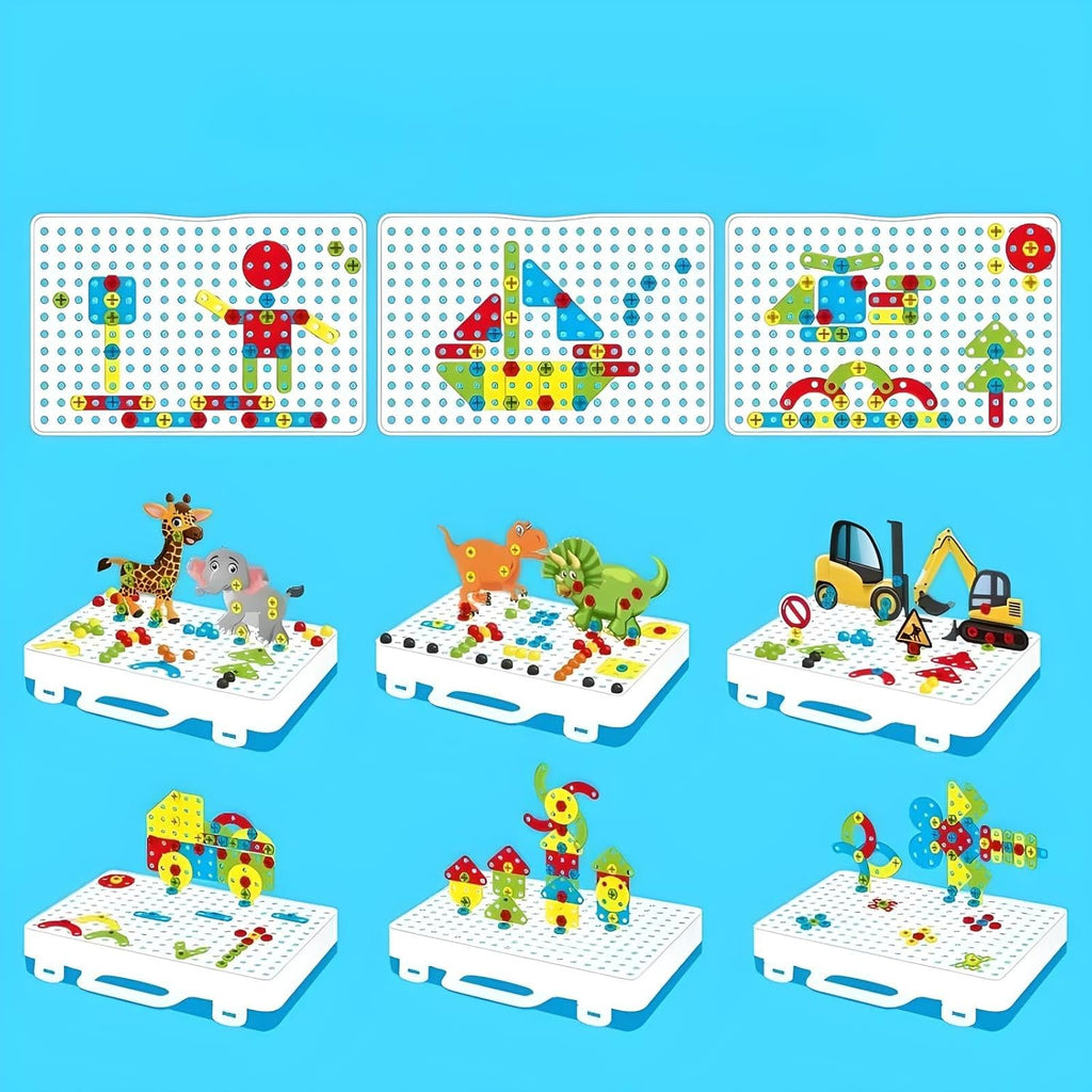 72 Pieces 213PCS Creative 3D Screw Toy Kids Drill Set Folding Table Children Educational Building Block Games