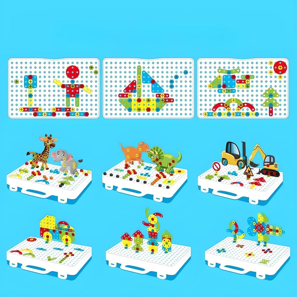 72 Pieces 213PCS Creative 3D Screw Toy Kids Drill Set Folding Table Children Educational Building Block Games