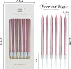 240 Pieces 6Pcs Long Thin Birthday Candles for Cake with Stand (Pink – Cake Decorations – Party Supplies – Cake Toppers – 13cm)