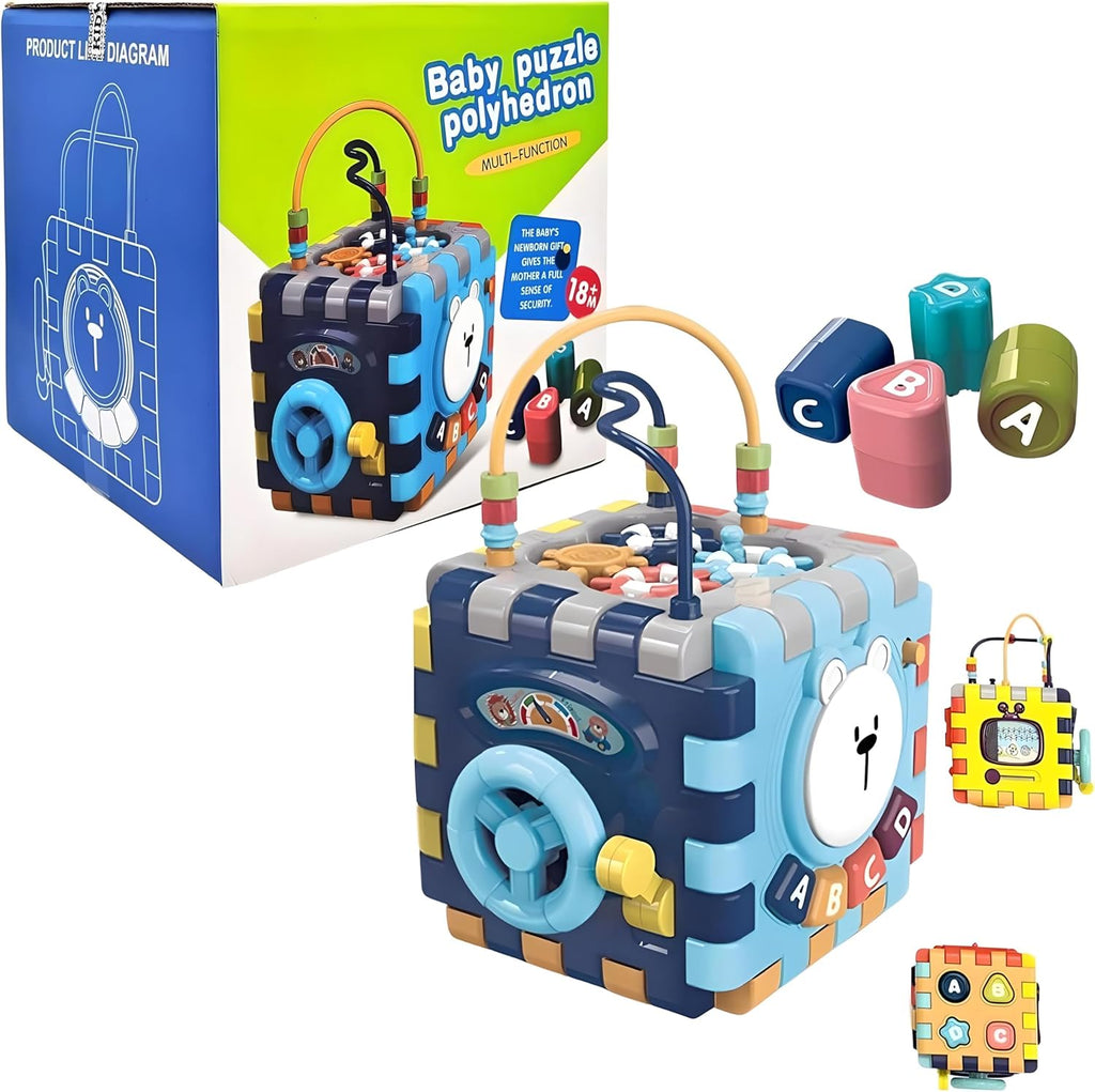 60 Pieces Interactive Toddler Cube Toys with Music (Lights – Shape Sorting – Gears – and Noise Makers - Motor Skills Development Toy for Kids)