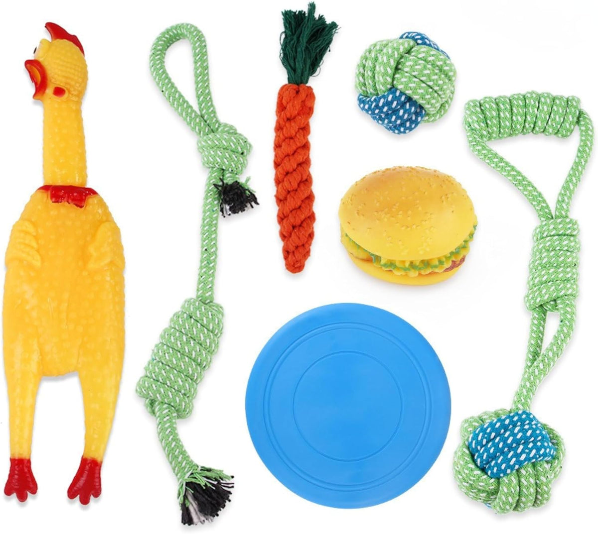 96 Pieces Dog Rope Toy Sets (Assorted Colors for Chewing and Fetching - 7 Pieces)