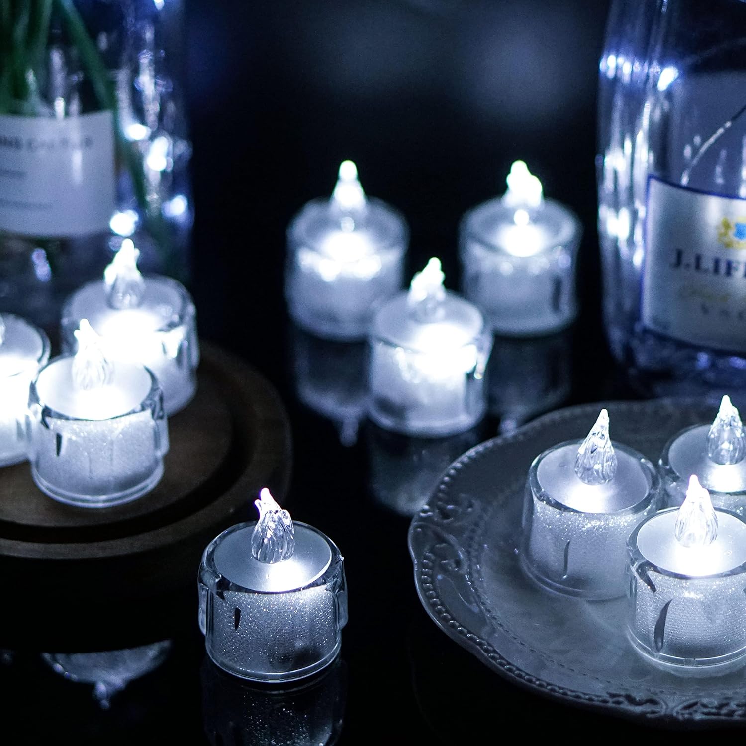 96 Pieces 12 Pieces Flameless Tea Light Candles Battery Operated Cool White LED Decorative Safety Candles for Home (Wedding – Events)
